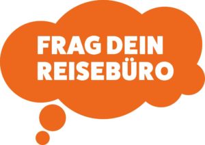 Logo zur Kampagne "Frag dein Reisebüro"